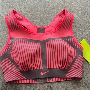 Nike Pink and Brown High-Impact Sports Bra